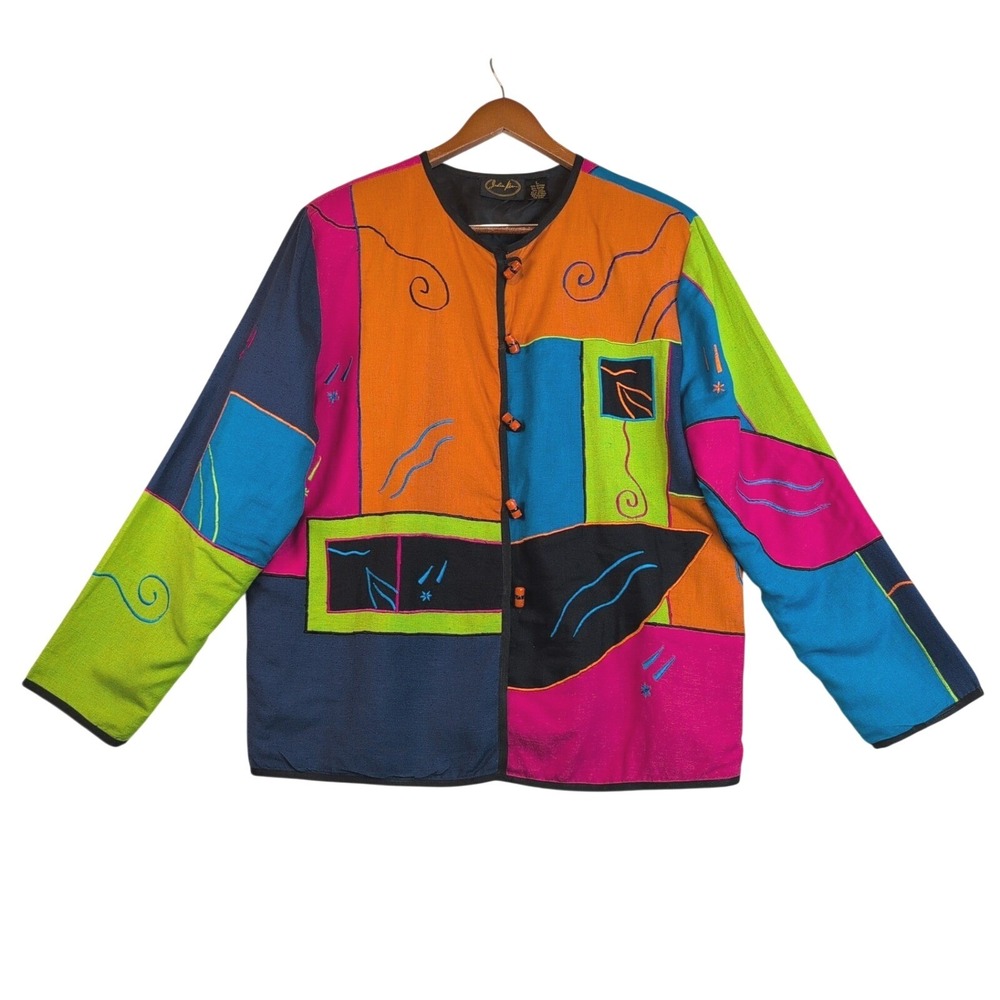 Julia Kim VTG Art to Wear Sz Lg Jacket Color Block Eccentric Retro 90's Fran